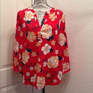 Elegant Floral Red Blouse